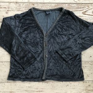 TRNKA 80%rayon chenille earthy teal knit cardigan